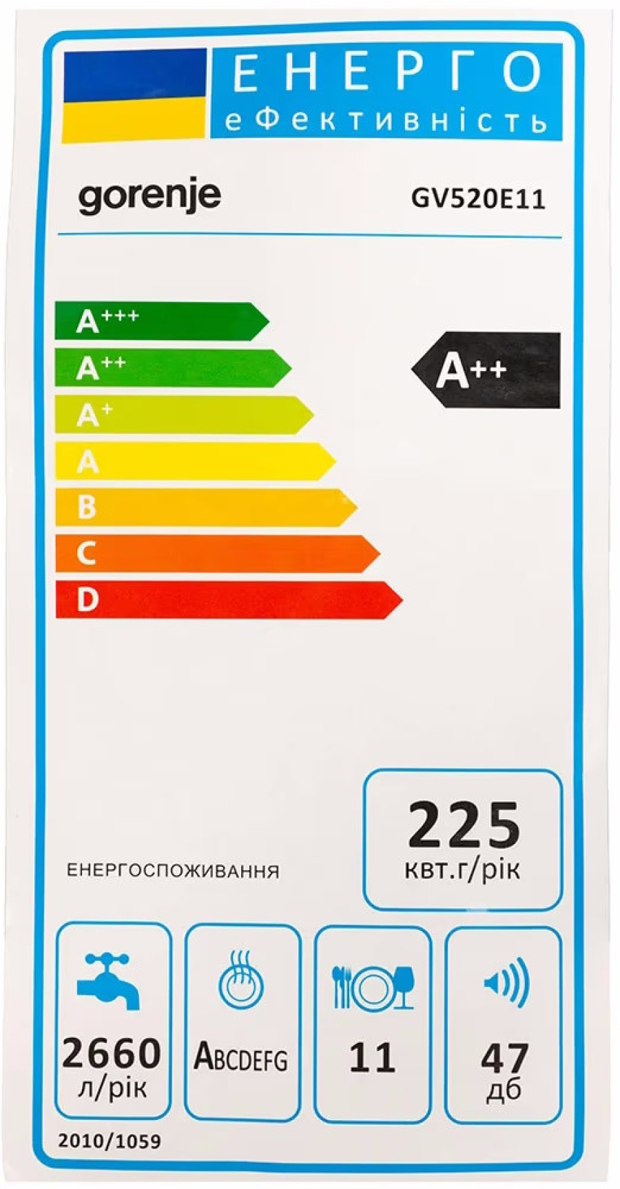  Посудомийна машина вбудована Gorenje GV520E11 